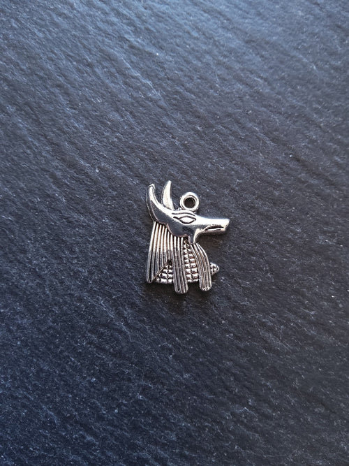 10 or 50 Anubis Jackal Head Charms Ancient Egyptian Antique Silver Tone 20x15mm