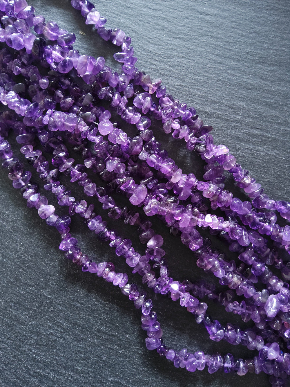 Natural Amethyst Chip Polished Gemstone Beads Approx 8x5mm Full 15.5" Strand