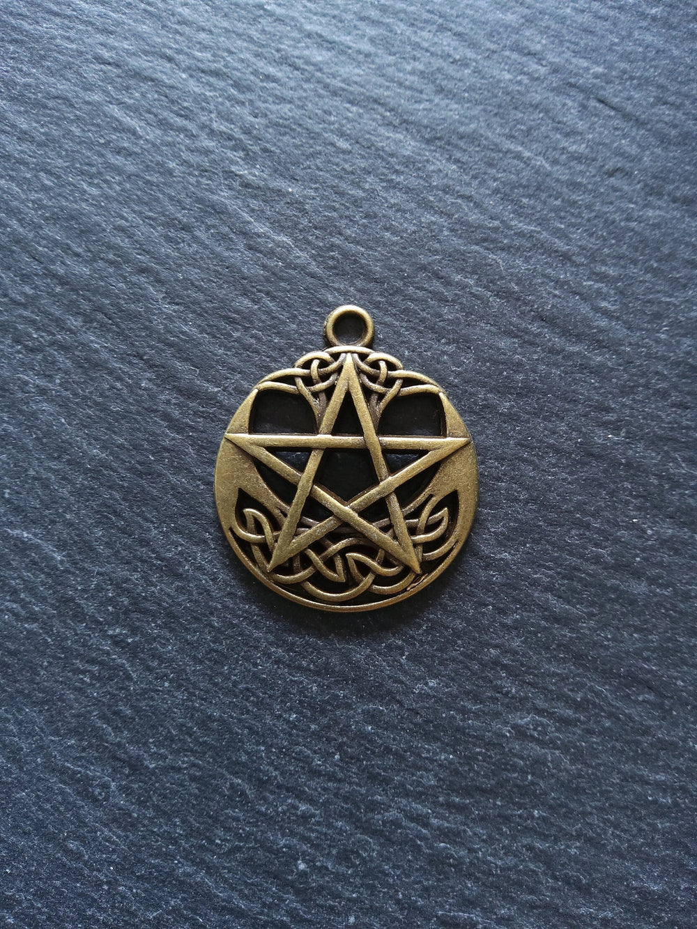 1 or 5 Celtic Crescent Moon & Star Pendant Antique Bronze Tone Alloy 35x30mm