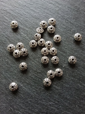 20 or 100 Antique Silver Tone 6mm Flying Saucer Shaped Spacer Beads 6x4mm. Hole: 1.5mm