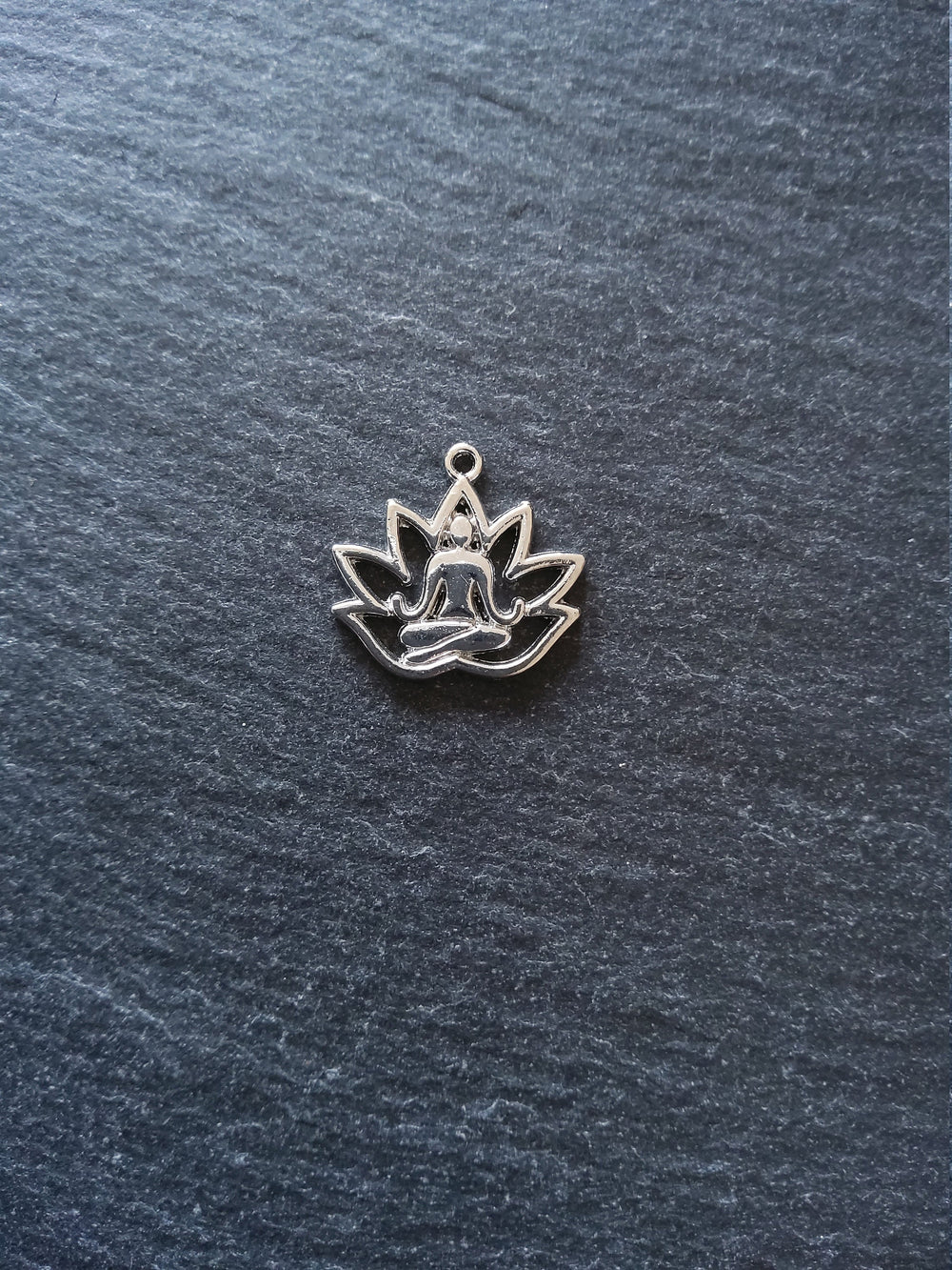 10 or 50 Antique Silver Tone Lotus Flower Meditation Yoga Charms 18x17mm