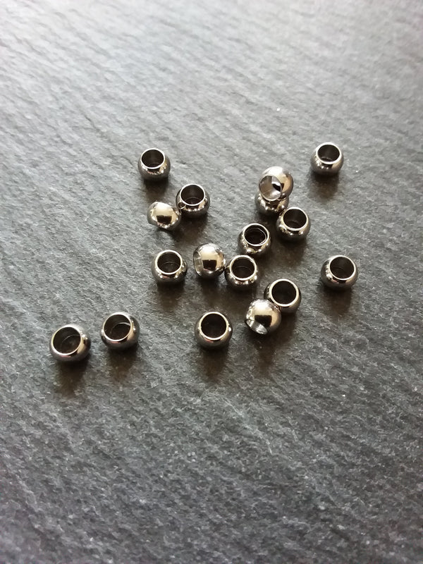 10 or 50 Stainless Steel 5mm Barrel Beads Smooth Solid Round Spacer 5x3.5mm with 3mm Hole