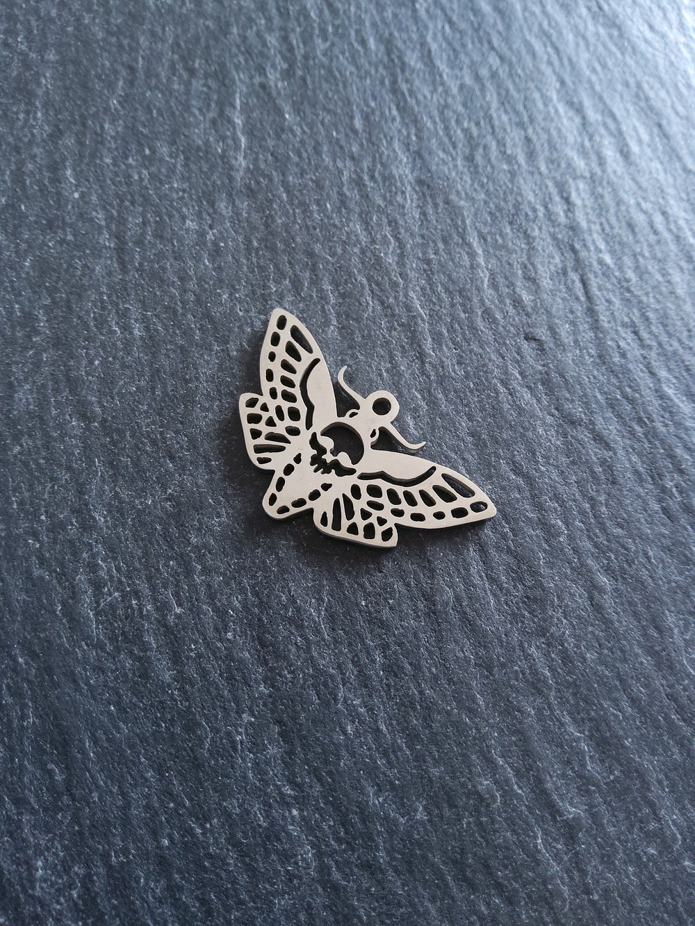 1 or 5 Stainless Steel Deaths Head Moth Pendant Charm Flat 30x17mm
