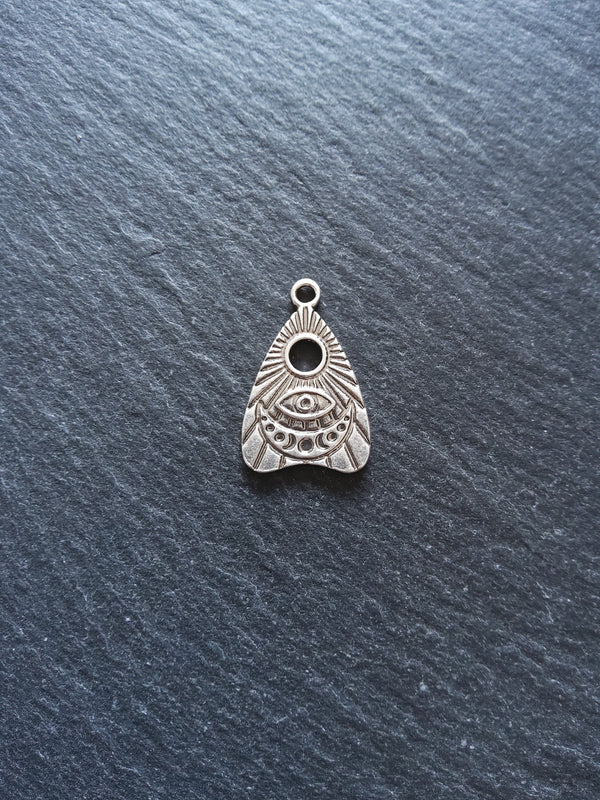 2 or 10 Ouija Planchette Charms Antiqued Sterling Silver Plated Alloy 24.5x16mm