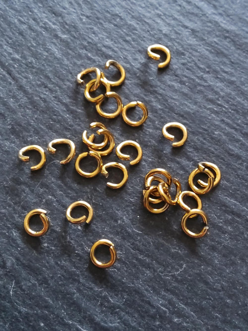 20 or 100 Real 18K Gold Ion Plated 5mm Diameter Strong Stainless Steel Jump Rings 1mm (18 Gauge) Inner Diameter: 3mm