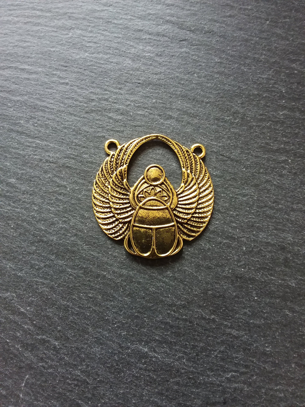 2 or 10 Large Antique Gold Tone Egyptian Scarab Connector Pendants 42x41mm