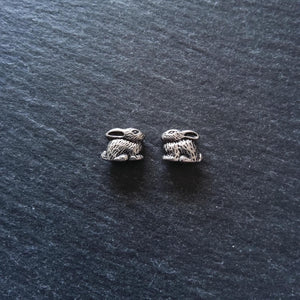 6 or 30 Rabbit Beads Antique Silver Tone 10x8mm