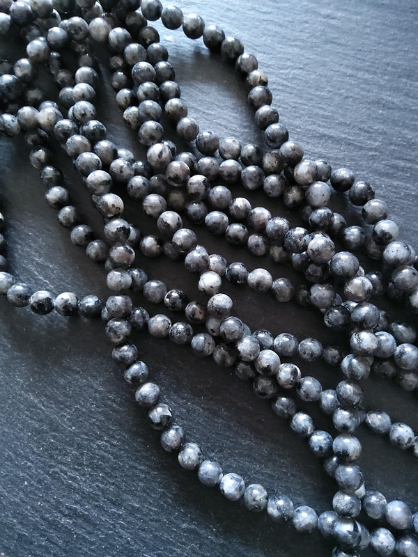 8mm to 8.5mm Larvikite Natural Gemstone Beads Undyed Full 15.7 inch Strand Hole: 1mm