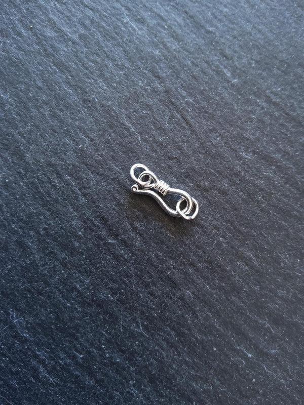 Genuine Solid Sterling Silver Hook & Eye Clasp Set 20mm Long (clasp 13x6x2mm)