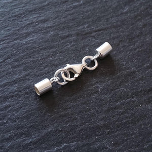 Genuine Solid Sterling Silver End Cap Set for 2.5mm Cord (3mm end caps)