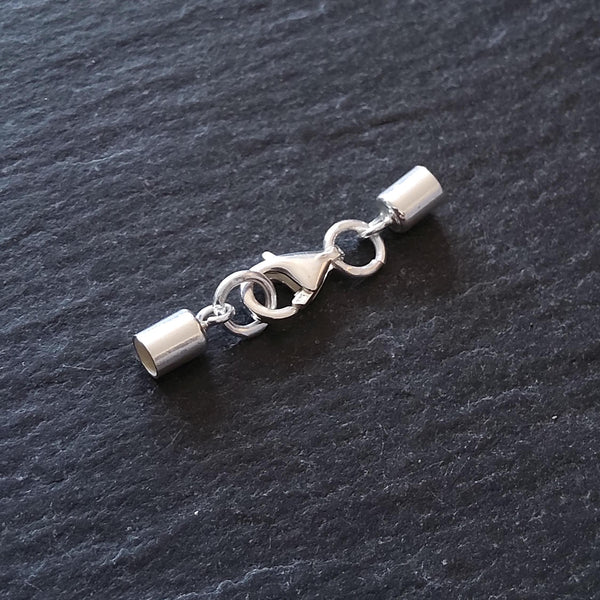 Genuine Solid Sterling Silver End Cap Set for 2.5mm Cord (3mm end caps)