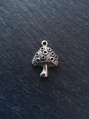 4 or 20 Mushroom Toadstool Charms Antique Silver Tone 25x18mm