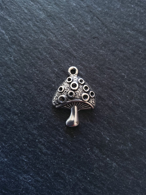 4 or 20 Mushroom Toadstool Charms Antique Silver Tone 25x18mm