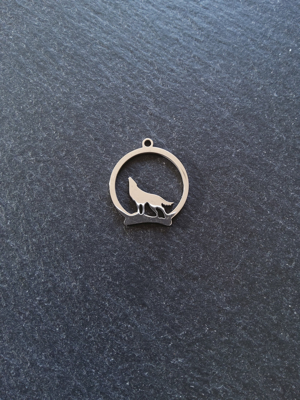 2 Howling Wolf Stainless Steel Silhouette Charms 23x20mm