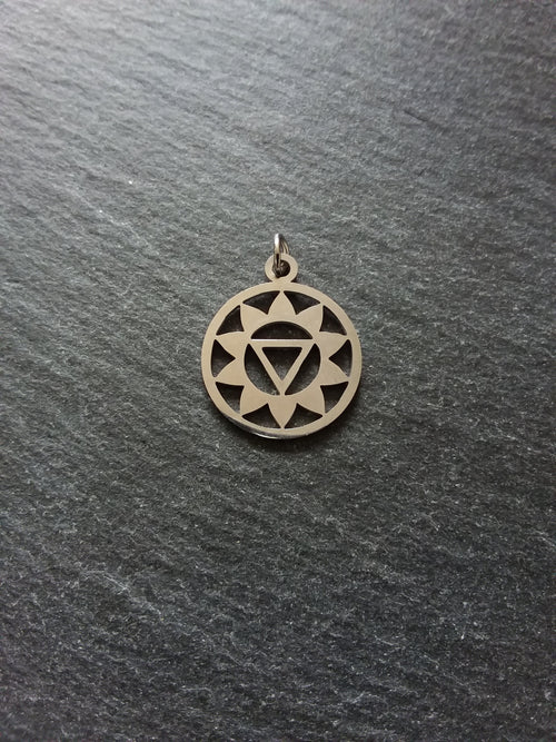 1 or 5 Stainless Steel Manipura Chakra Solar Plexus Charms Flat 22x19mm