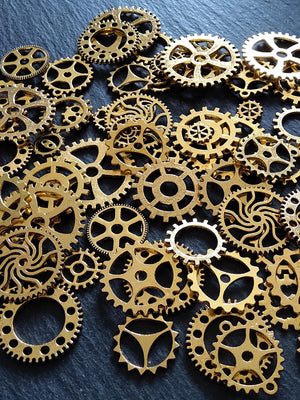 The Antique Gold Steampunk Collection - 100g of Clock Cog Gear Charms