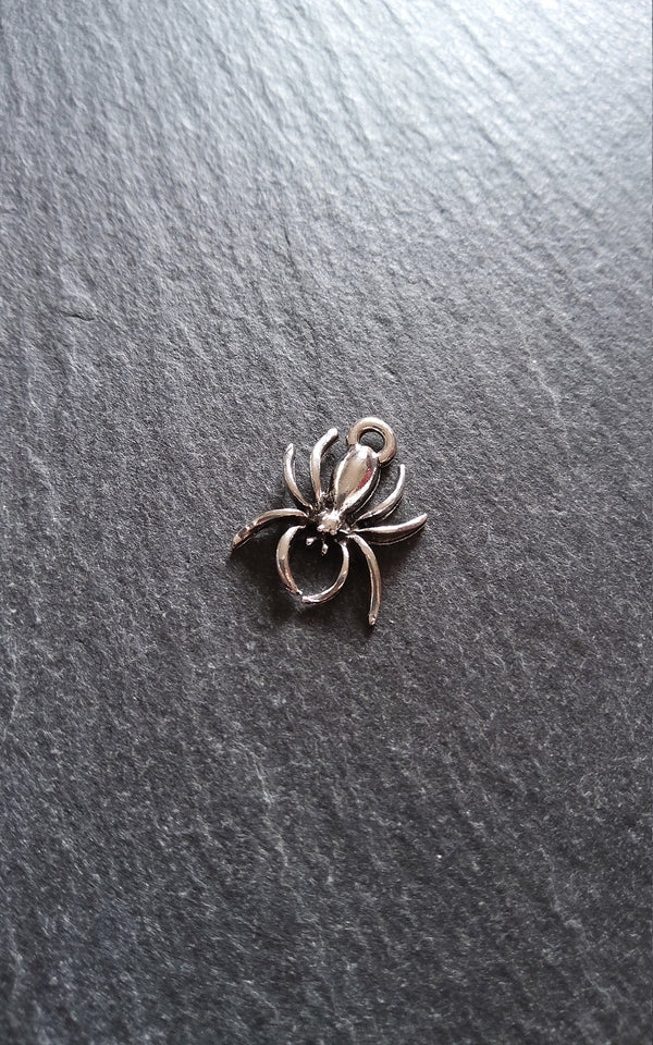 12 or 60 Spider Charms Antique Silver Tone 18x13x3mm