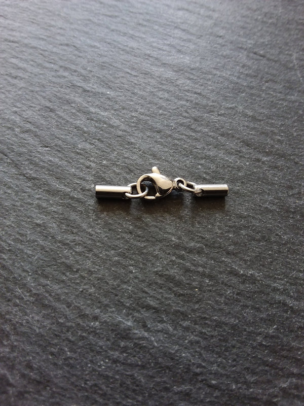 5 or 25 Sets Stainless Steel Rounded End Caps for 1.5mm Cord with Lobster Clasps (1.8mm end caps)