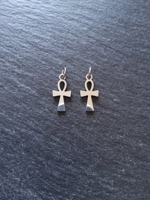 2 or 10 Little Stainless Steel Ancient Egyptian Ankh Charms 16x8x1mm