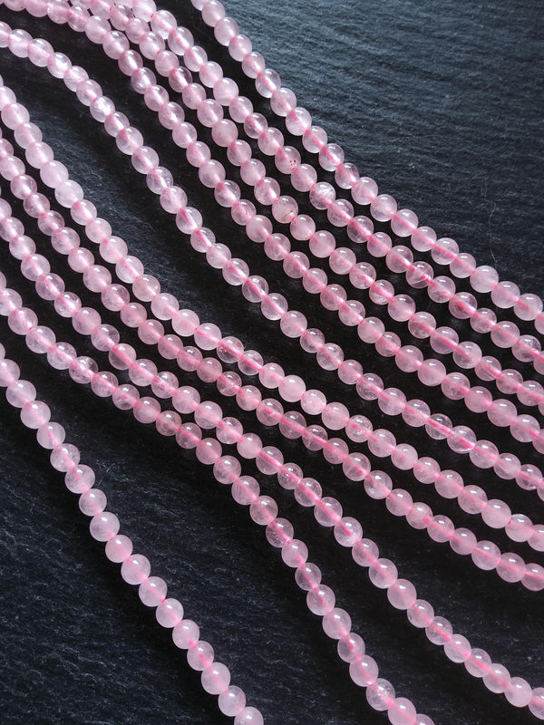 4.6mm Natural Rose Quartz Beads Undyed Round Polished Full 15.5 inch Strand