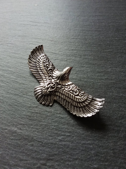 1 or 5 Large Antique Silver Tone Eagle Connector Pendant 68x34mm