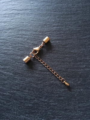3 or 15 Rose Gold Stainless Steel End Cap Sets for 3.5mm Cord with or without Extender Chain (4mm end caps)