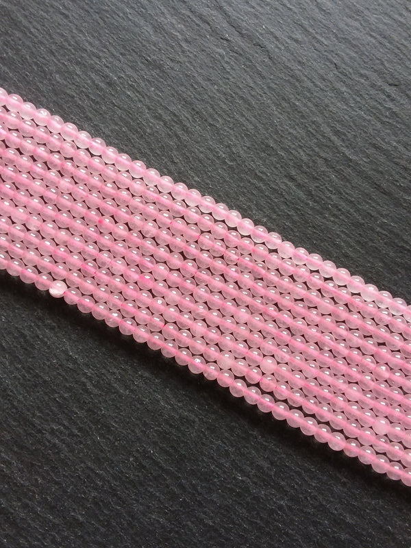4.3mm Natural Rose Quartz Beads Undyed Round Polished Full 15.5 inch Strand
