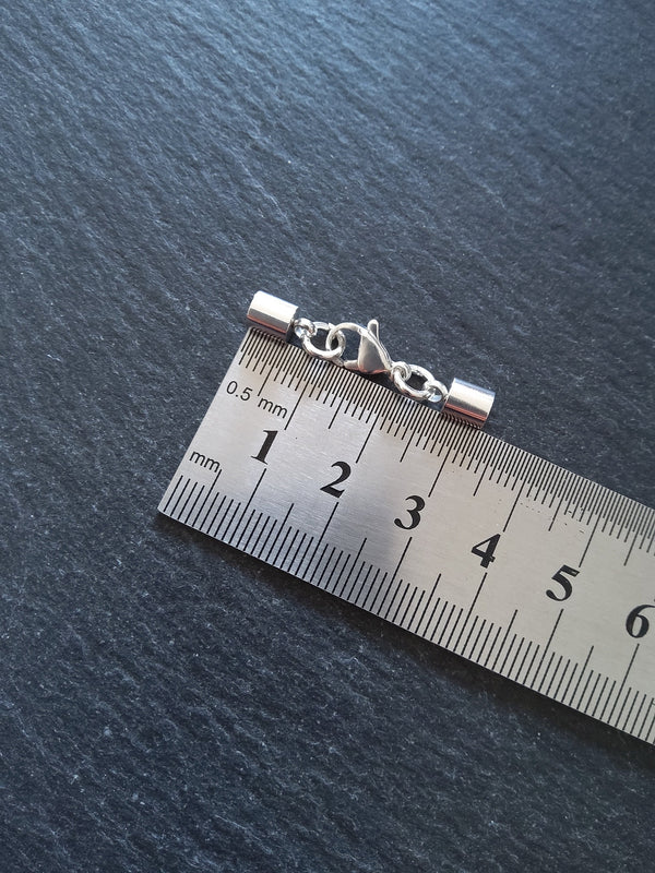 2 or 10 Bright Silver Stainless Steel End Cap Sets for 4mm Cord (4.5mm end caps)