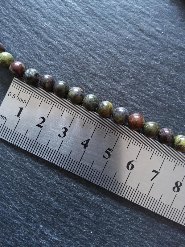 6.5mm Natural Dragons Blood Jasper Beads Green & Red Round Full 15.5 inch Strand