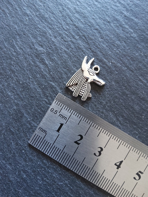 10 or 50 Anubis Jackal Head Charms Ancient Egyptian Antique Silver Tone 20x15mm