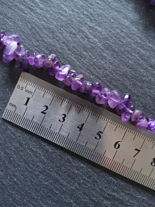 Natural Amethyst Chip Polished Gemstone Beads Approx 8x5mm Full 15.5" Strand