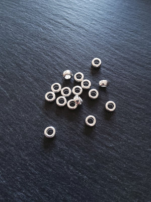 20 or 100 Bright Silver Plated 7mm Round Ring Spacer Beads 7x4mm Nickel FREE
