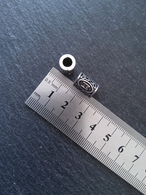 6 or 30 Ehwaz ᛖ Rune Beads Elder Futhark Antique Silver Tone 13x8mm. Large 4.7mm Hole