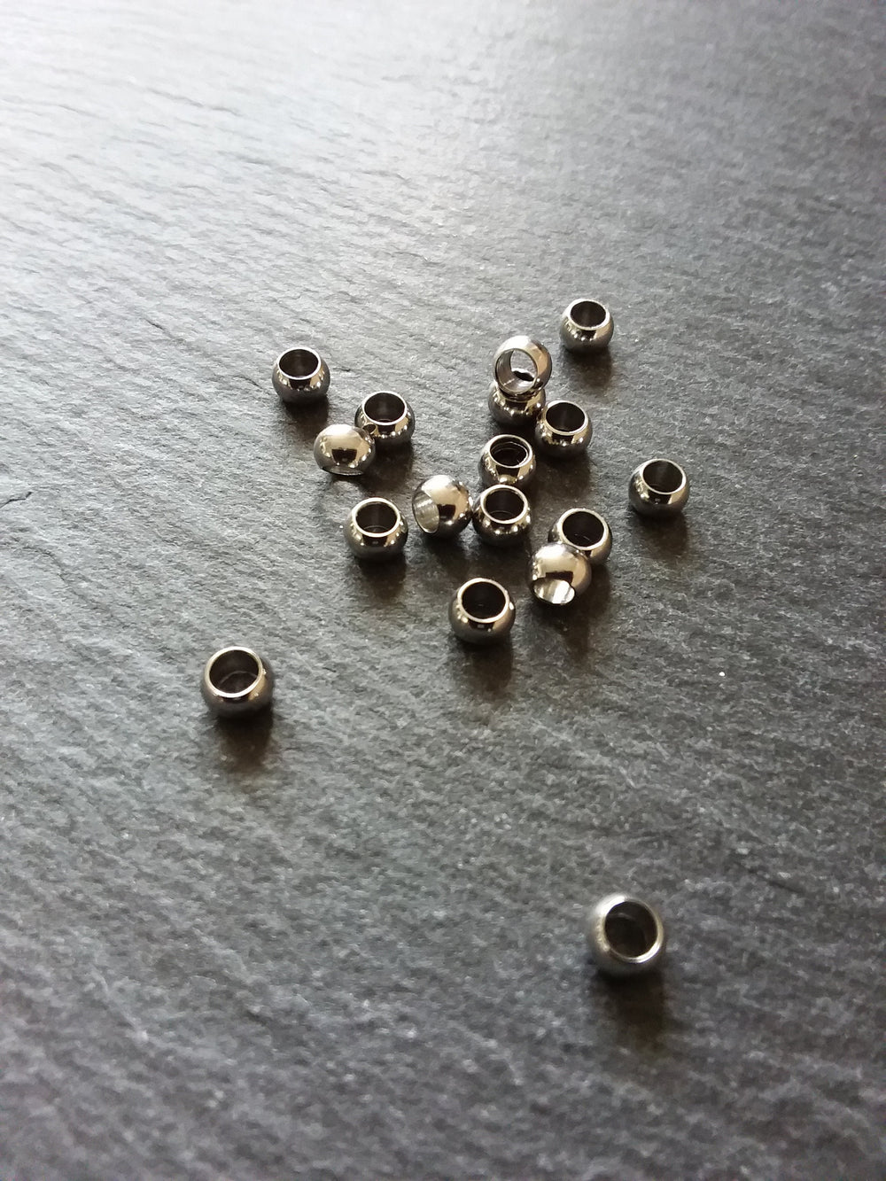 10 or 50 Stainless Steel 5mm Barrel Beads Smooth Solid Round Spacer 5x3.5mm with 3mm Hole