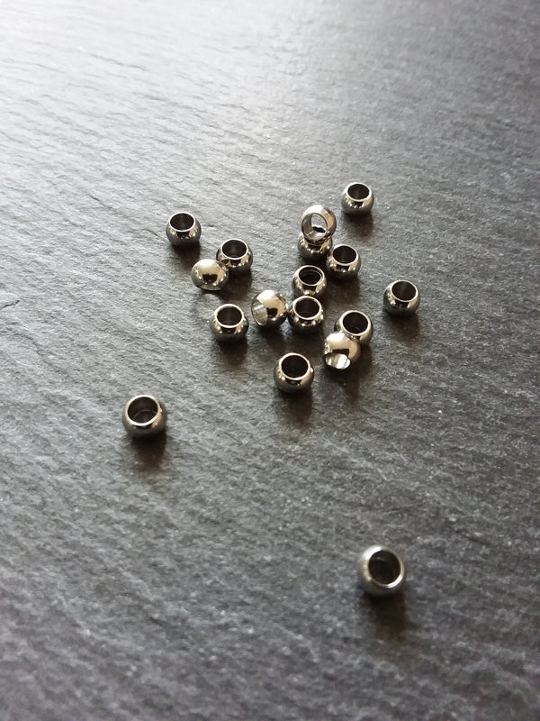 10 or 50 Stainless Steel 5mm Barrel Beads Smooth Solid Round Spacer 5x3.5mm with 3mm Hole