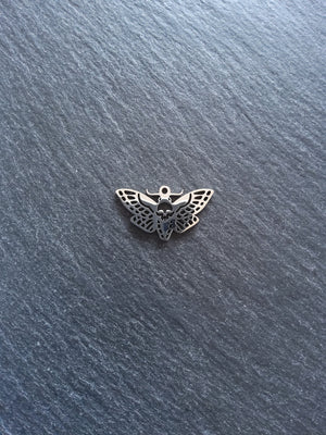 1 or 5 Stainless Steel Deaths Head Moth Pendant Charm Flat 30x17mm