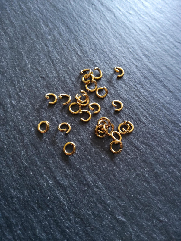 20 or 100 Real 18K Gold Ion Plated 5mm Diameter Strong Stainless Steel Jump Rings 1mm (18 Gauge) Inner Diameter: 3mm