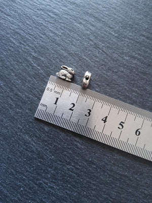 6 or 30 Rabbit Beads Antique Silver Tone 10x8mm
