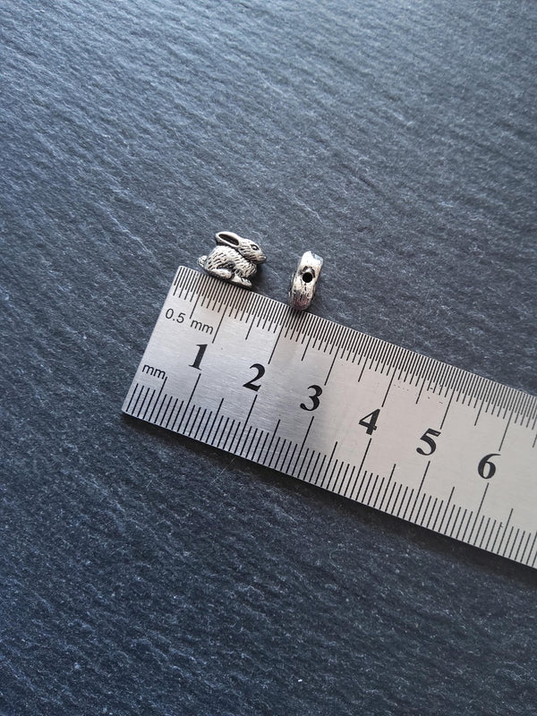 6 or 30 Rabbit Beads Antique Silver Tone 10x8mm