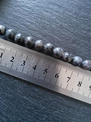 8mm to 8.5mm Larvikite Natural Gemstone Beads Undyed Full 15.7 inch Strand Hole: 1mm