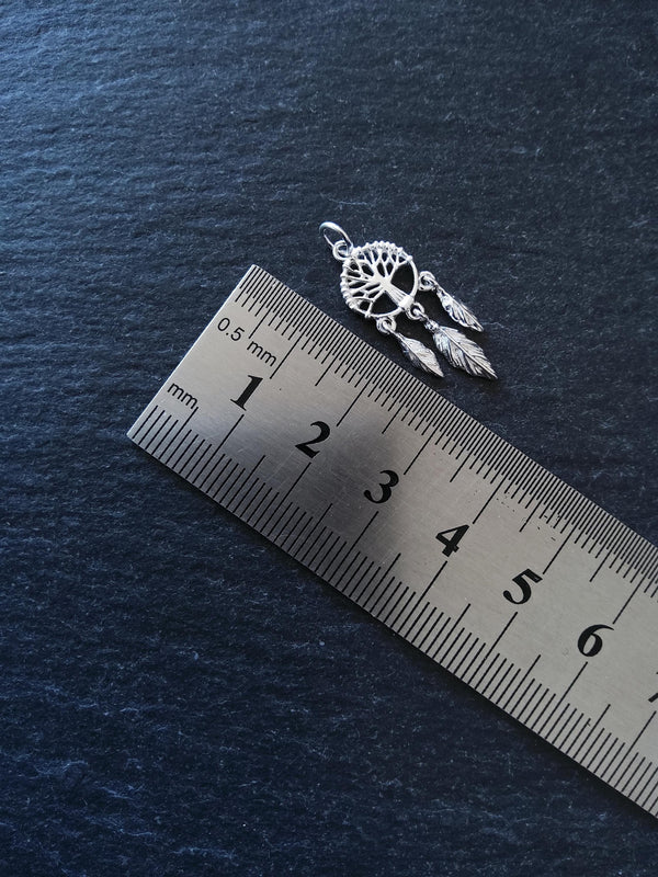 Tree of Life Dreamcatcher Charm 925 Sterling Silver 25x10x2mm