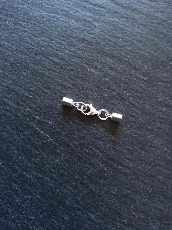 Genuine Solid Sterling Silver End Cap Set for 2.5mm Cord (3mm end caps)