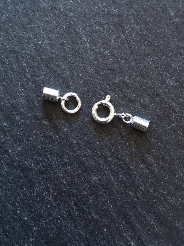 Genuine Solid Sterling Silver End Cap Set for 2mm Cord (2.5mm end caps)