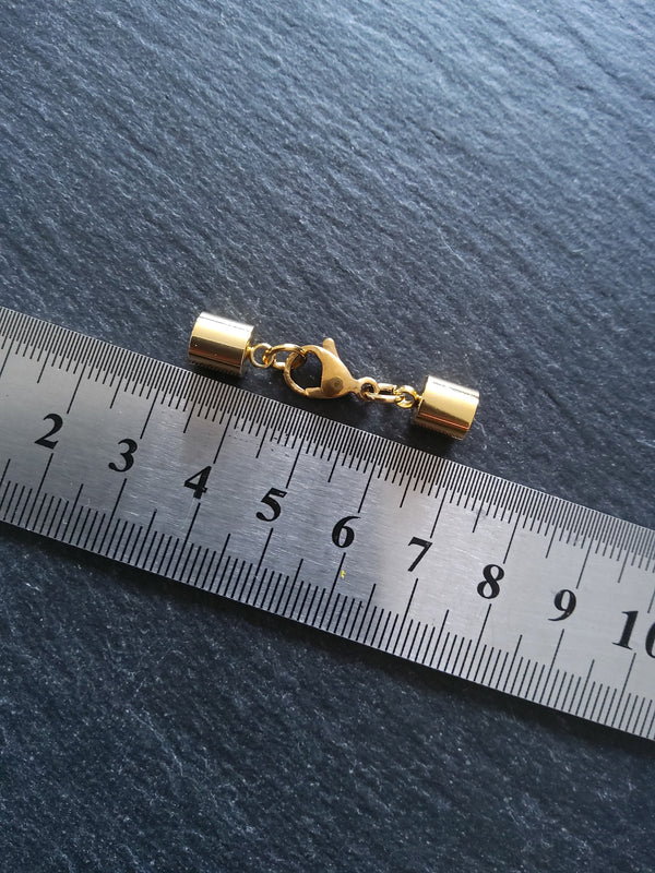 1 or 5 Gold Stainless Steel End Cap Sets for 5.5mm Cord (6mm end caps)