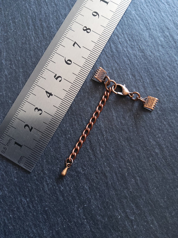 5 or 25 Antique Copper Crimp End Sets for 6mm (1/4") Wide Ribbon