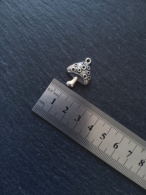 4 or 20 Mushroom Toadstool Charms Antique Silver Tone 25x18mm