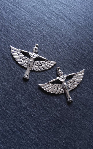 2 or 10 Egyptian Goddess Isis Charms Antique Silver Tone Alloy 56x42mm