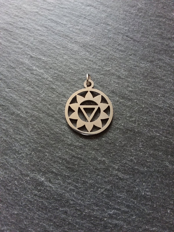 1 or 5 Stainless Steel Manipura Chakra Solar Plexus Charms Flat 22x19mm