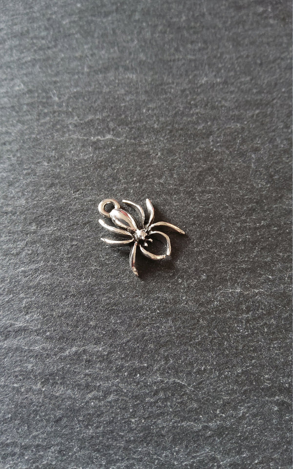 12 or 60 Spider Charms Antique Silver Tone 18x13x3mm