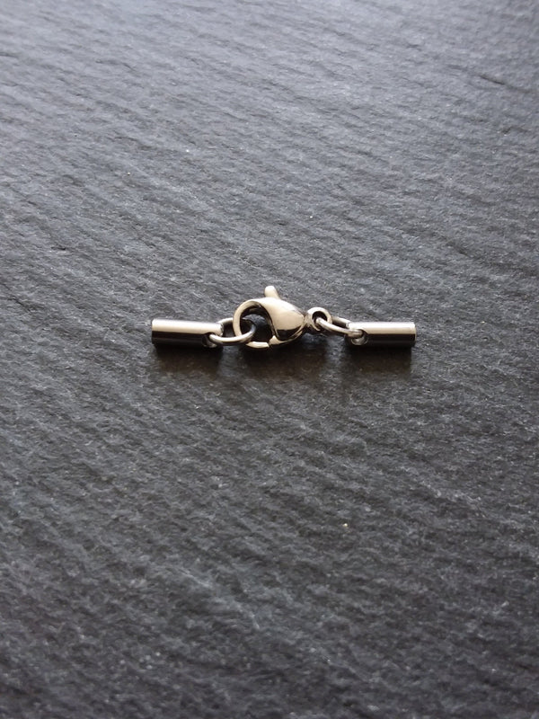 5 or 25 Sets Stainless Steel Rounded End Caps for 1.5mm Cord with Lobster Clasps (1.8mm end caps)